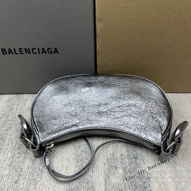 Balenciaga專櫃爆款Le Cagole半月牙腋下包餃子包 巴黎世家經典小號爆裂黑鱷金機車包 fyj1081